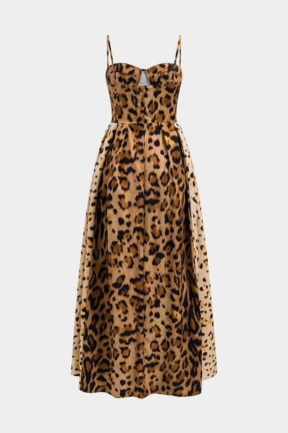Stylish Animal Print Mid Length Dress