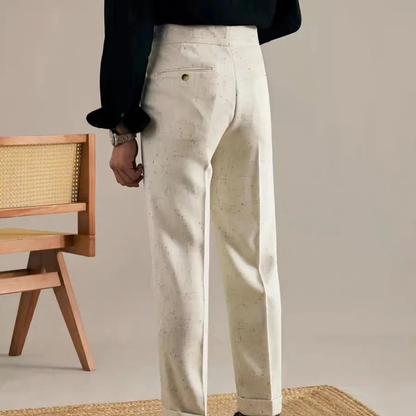 Relaxed Fit Beige Mens Smart Casual Trousers