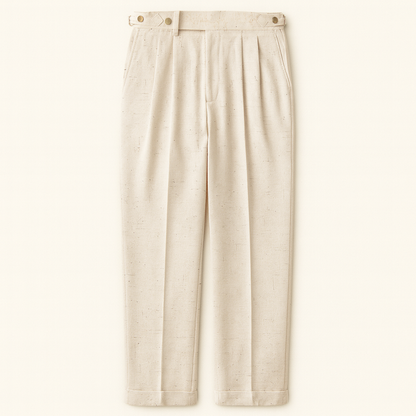 Relaxed Fit Beige Mens Smart Casual Trousers - OutfitLondon