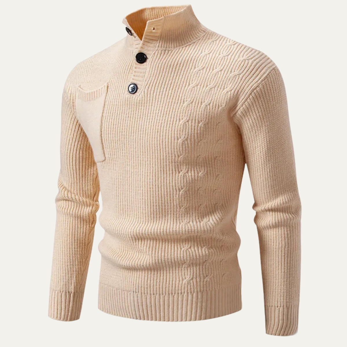 Classic Men's Crew Neck Knit Sweater with Pocket
