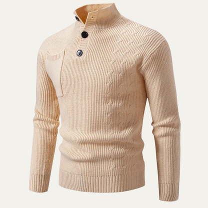 Classic Men's Crew Neck Knit Sweater with Pocket