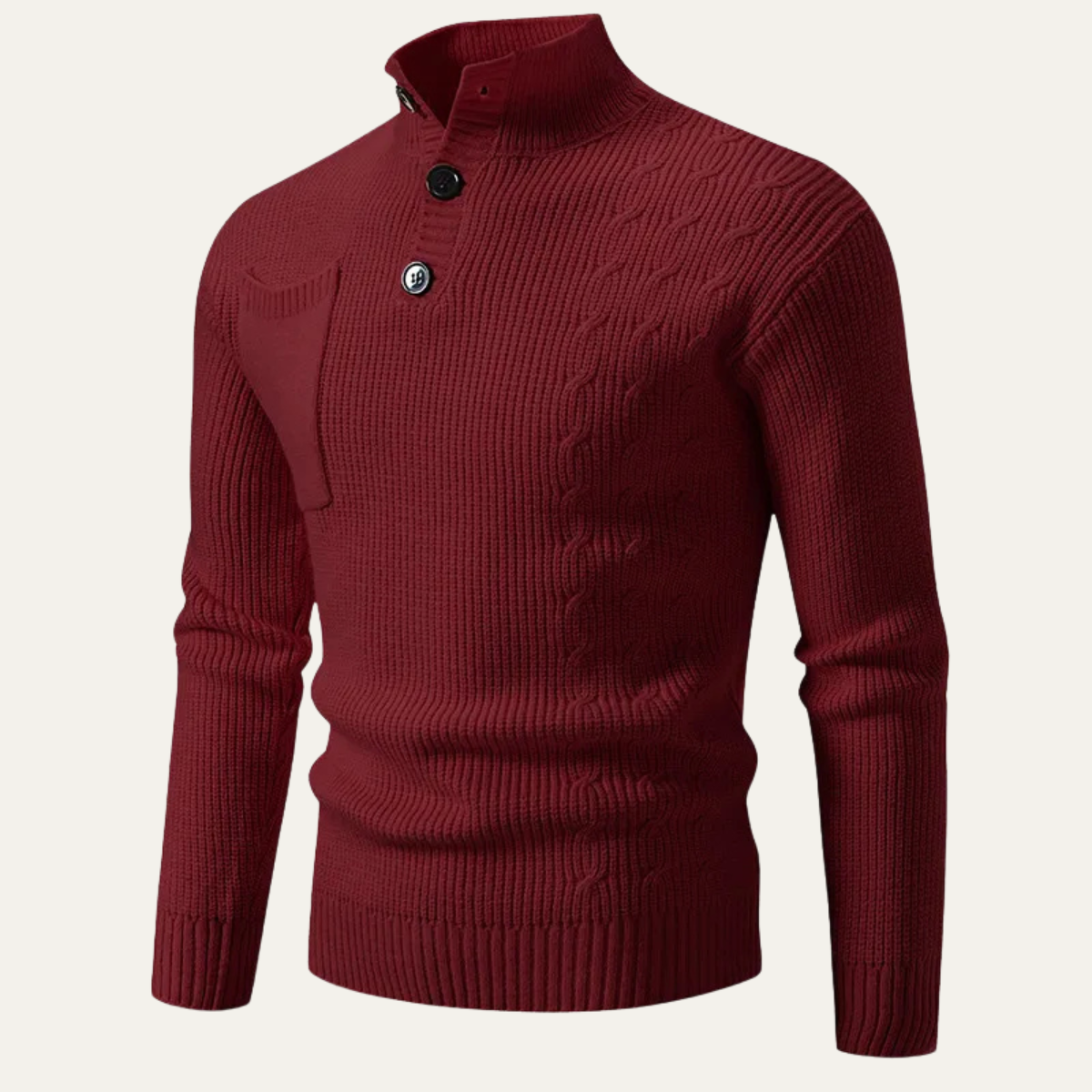 Classic Men's Crew Neck Knit Sweater with Pocket