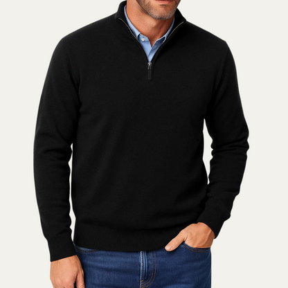 Men's Classic Quarter Zip Knitted Jumper Sweater