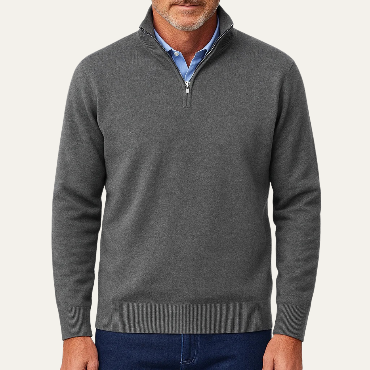 Men's Classic Quarter Zip Knitted Jumper Sweater - OutfitLondon