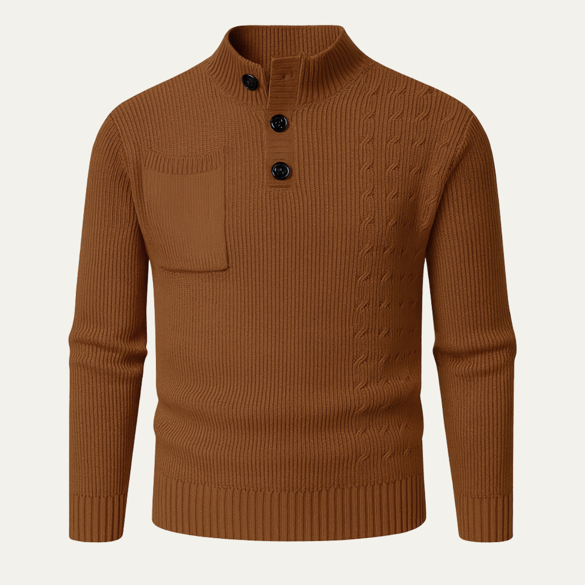 Classic Men's Crew Neck Knit Sweater with Pocket - OutfitLondon