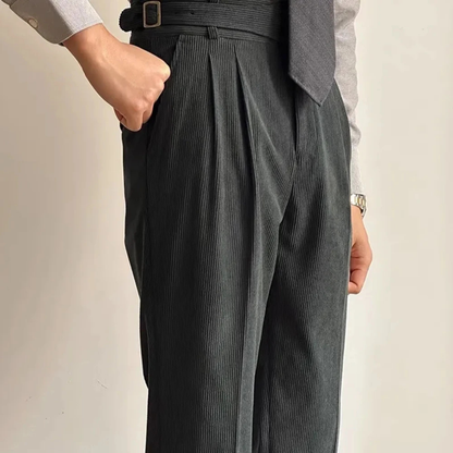 Classic Men's Corduroy High Waisted Trousers