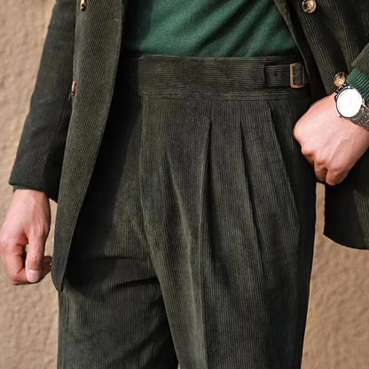 Classic Men's Corduroy High Waisted Trousers