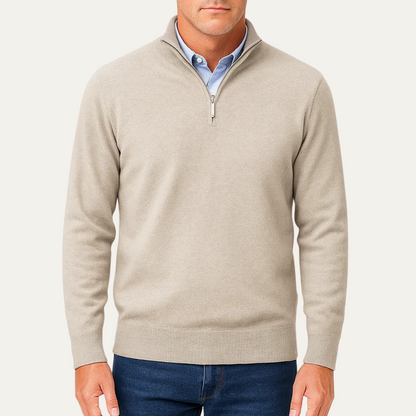 Men's Classic Quarter Zip Knitted Jumper Sweater
