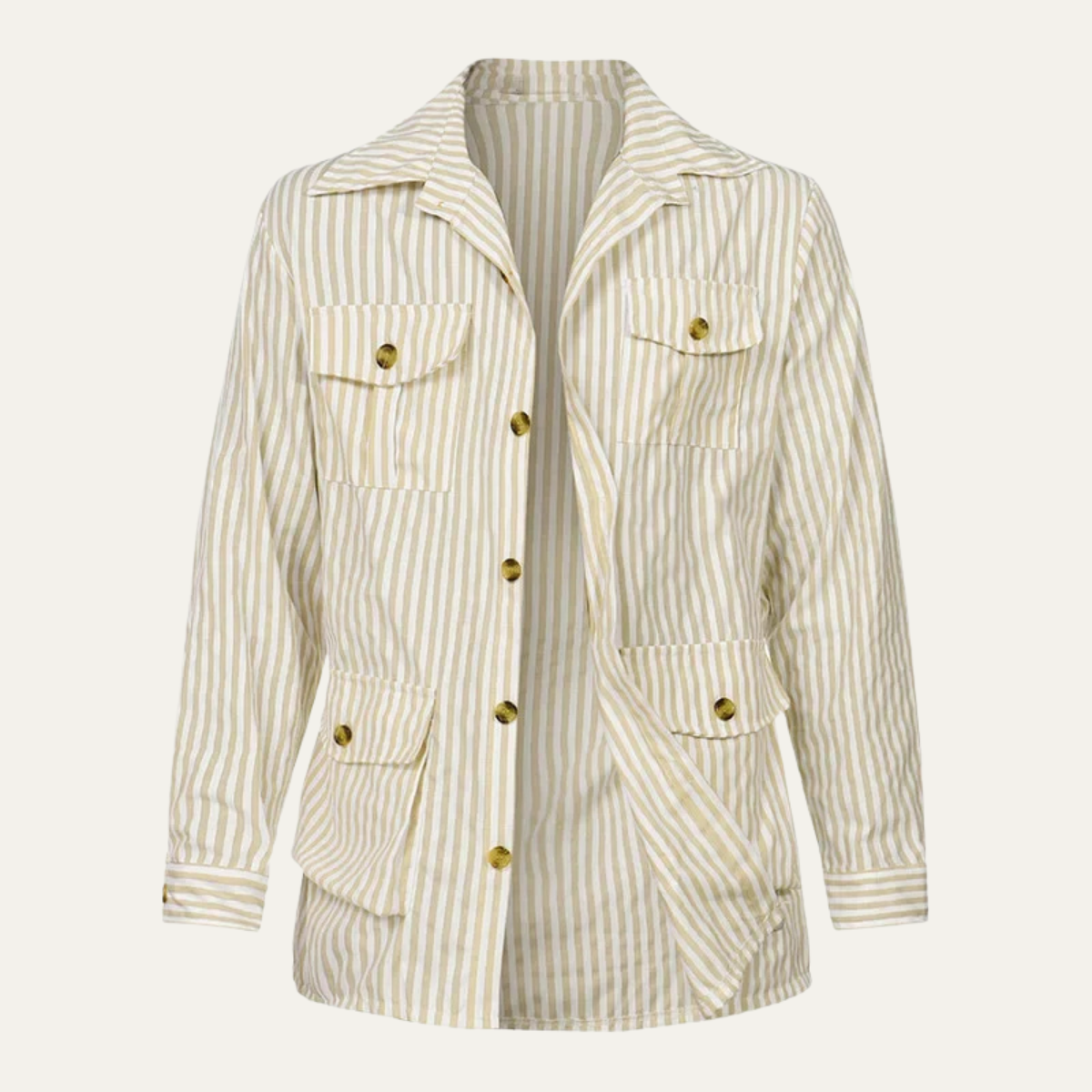 Slim Fit Men's Breathable Striped Linen Shirt with Belt - OutfitLondon
