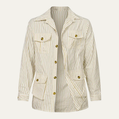 Slim Fit Men's Breathable Striped Linen Shirt with Belt - OutfitLondon