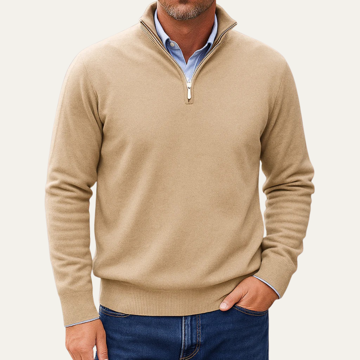 Men's Classic Quarter Zip Knitted Jumper Sweater
