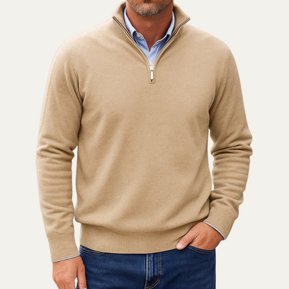 Men's Classic Quarter Zip Knitted Jumper Sweater