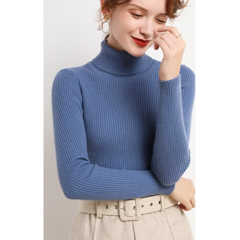 Slim Fit Women's Crew Neck Wool Sweater - OutfitLondon