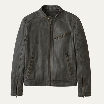 Slim Fit Biker Fake Leather Jacket - OutfitLondon