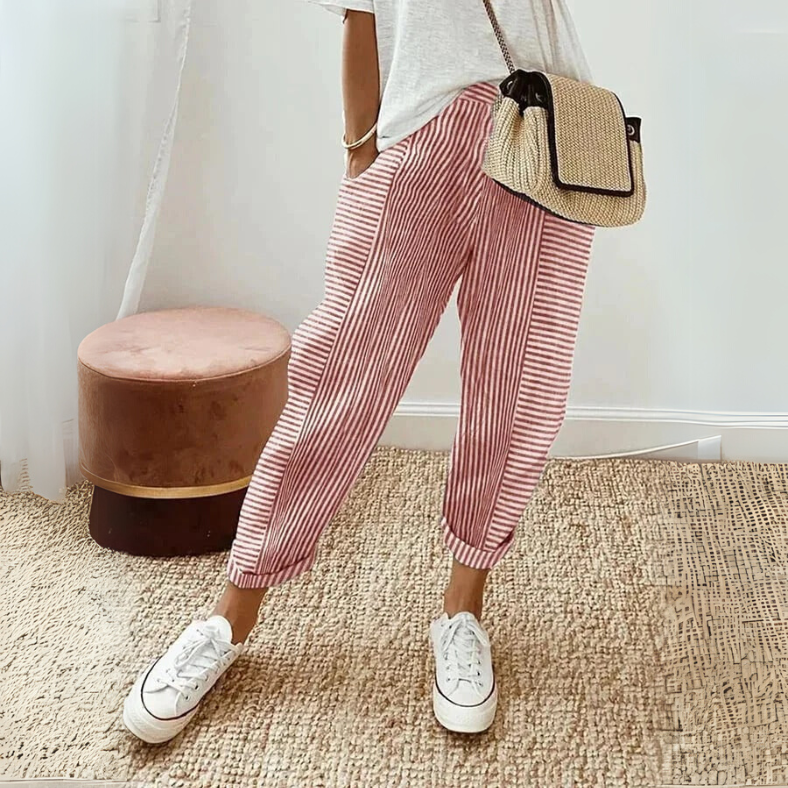 Casual Chic Striped Wide Leg Pants - OutfitLondon