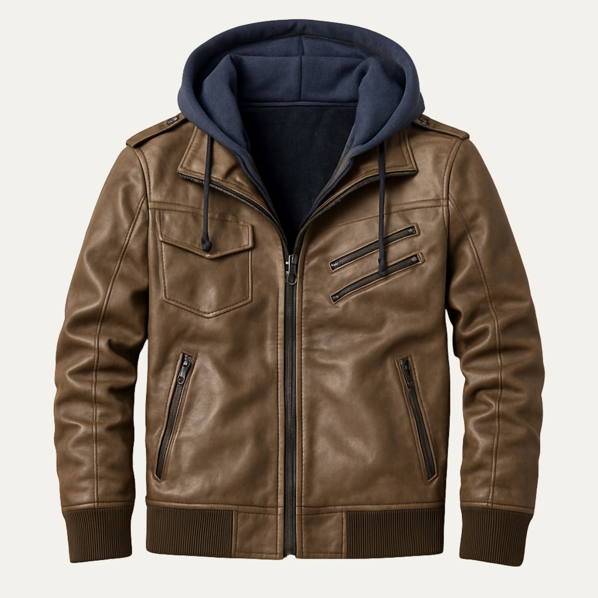 Men's Synthetic Biker Style Jacket