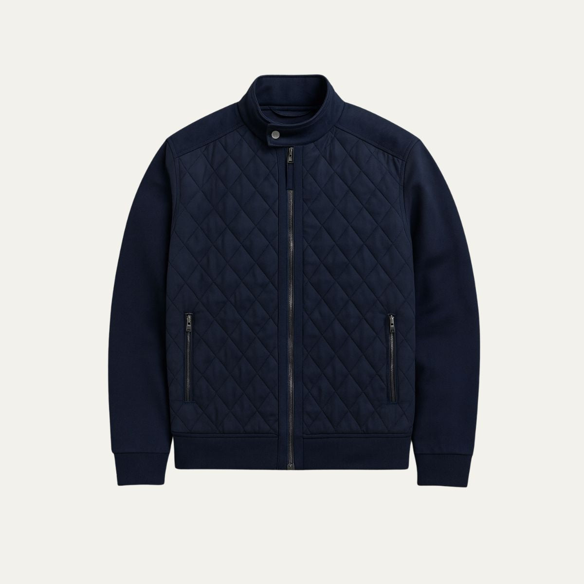 Classic Navy Quilted Mens Jacket - OutfitLondon