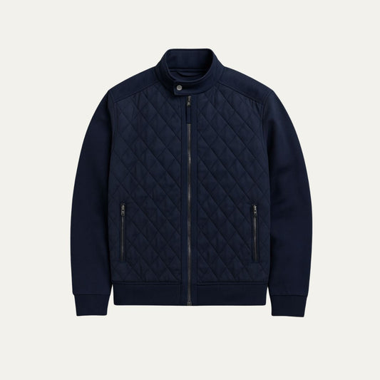 Classic Navy Quilted Mens Jacket - OutfitLondon