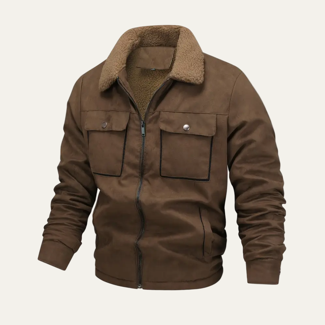 Warm Fake Fur Zip Up Tactical Jacket - OutfitLondon