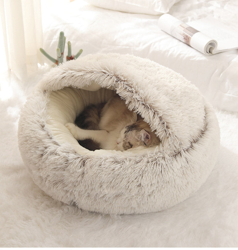 Fluffy Plush Cave Cat Bed