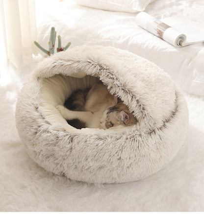 Fluffy Plush Cave Cat Bed