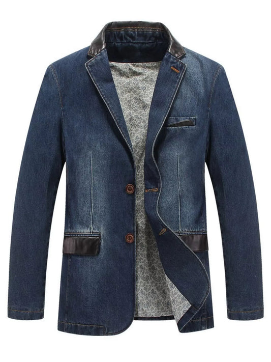 Large Fit Mens Blue Jeans Jacket - OutfitLondon