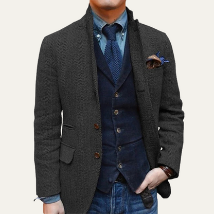 Classic Men's Tweed Wool Blazer Jacket
