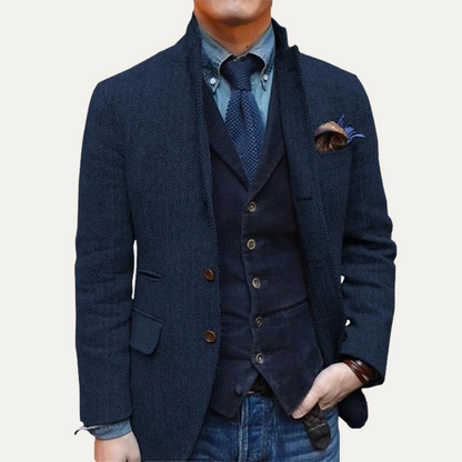 Classic Men's Tweed Wool Blazer Jacket