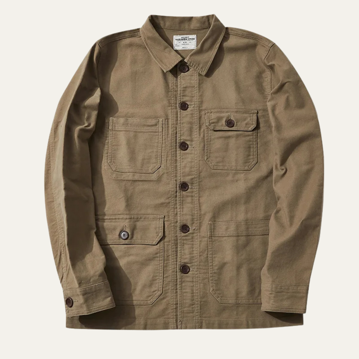 Durable Men's Cotton Work Jacket with Multiple Pockets