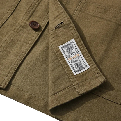 Durable Men's Cotton Work Jacket with Multiple Pockets