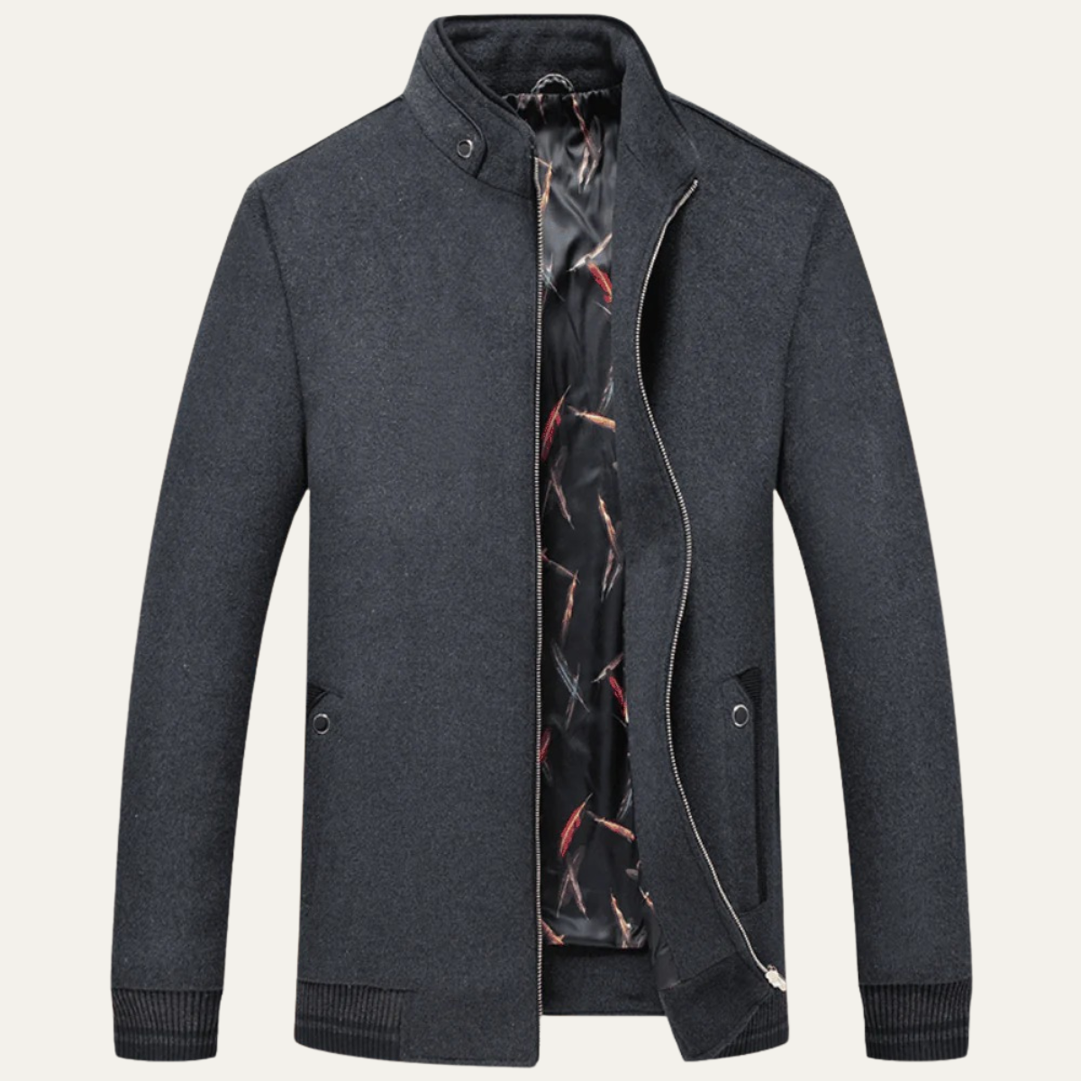 Classic Mens Wool Zip Up Coat - OutfitLondon
