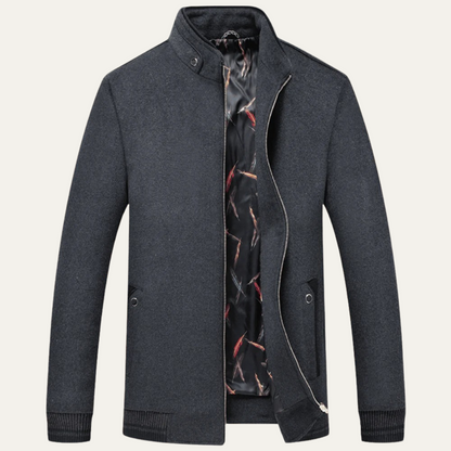 Classic Mens Wool Zip Up Coat - OutfitLondon