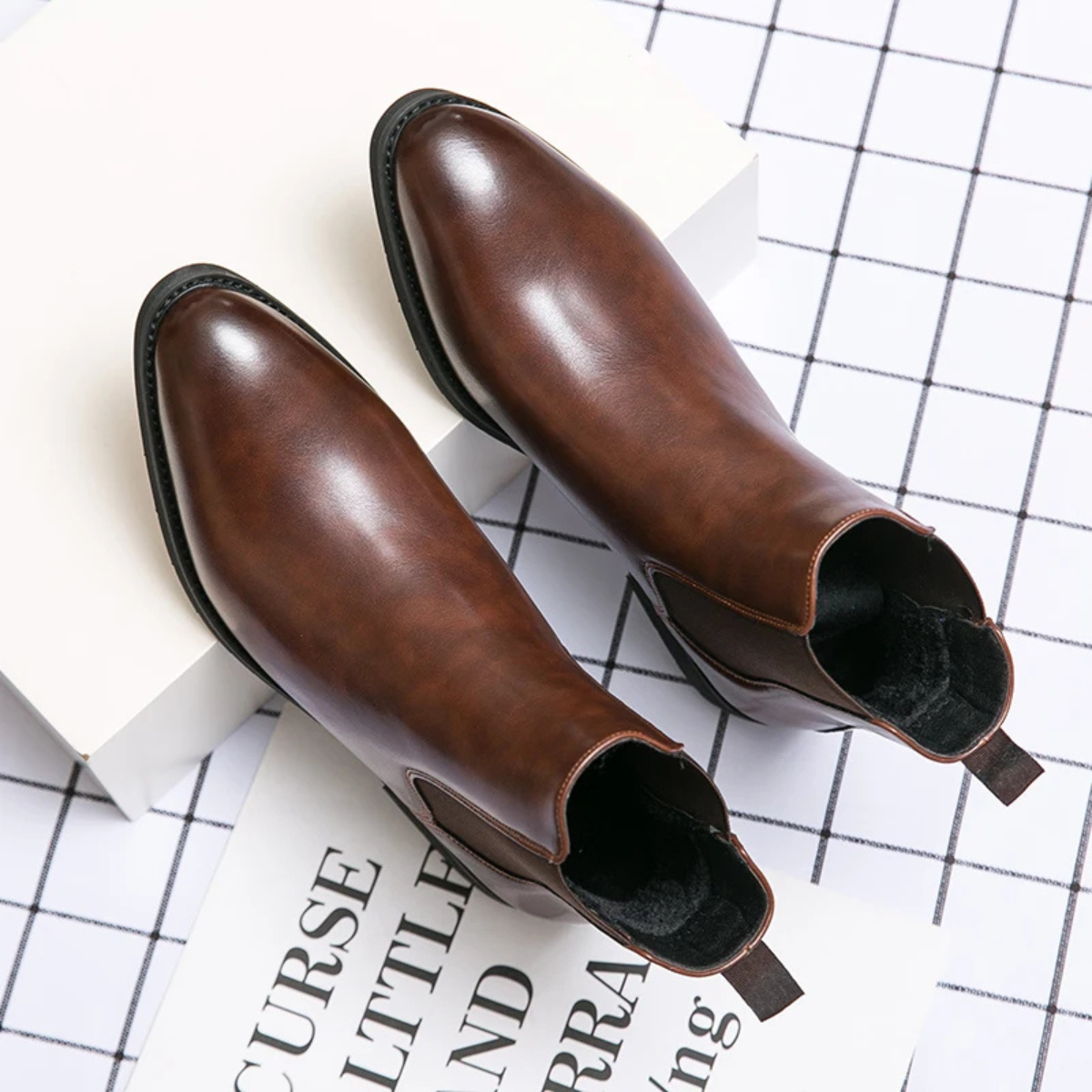 Stylish Men's Black Leather Ankle Boots