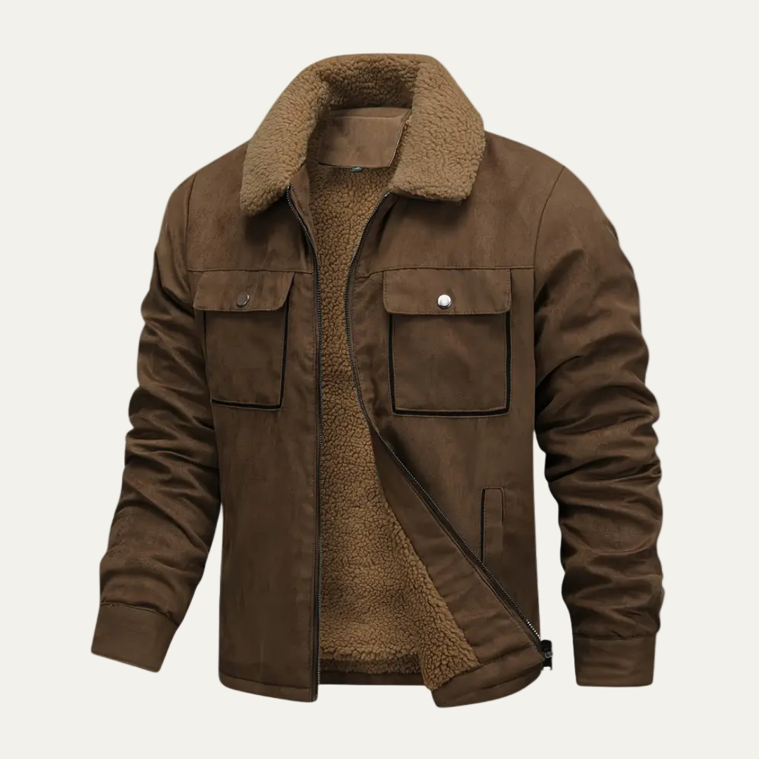 Warm Fake Fur Zip Up Tactical Jacket