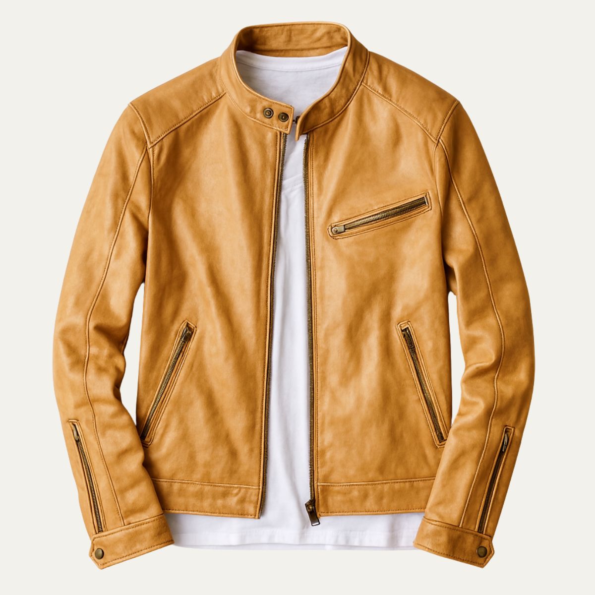 Slim Fit Biker Fake Leather Jacket