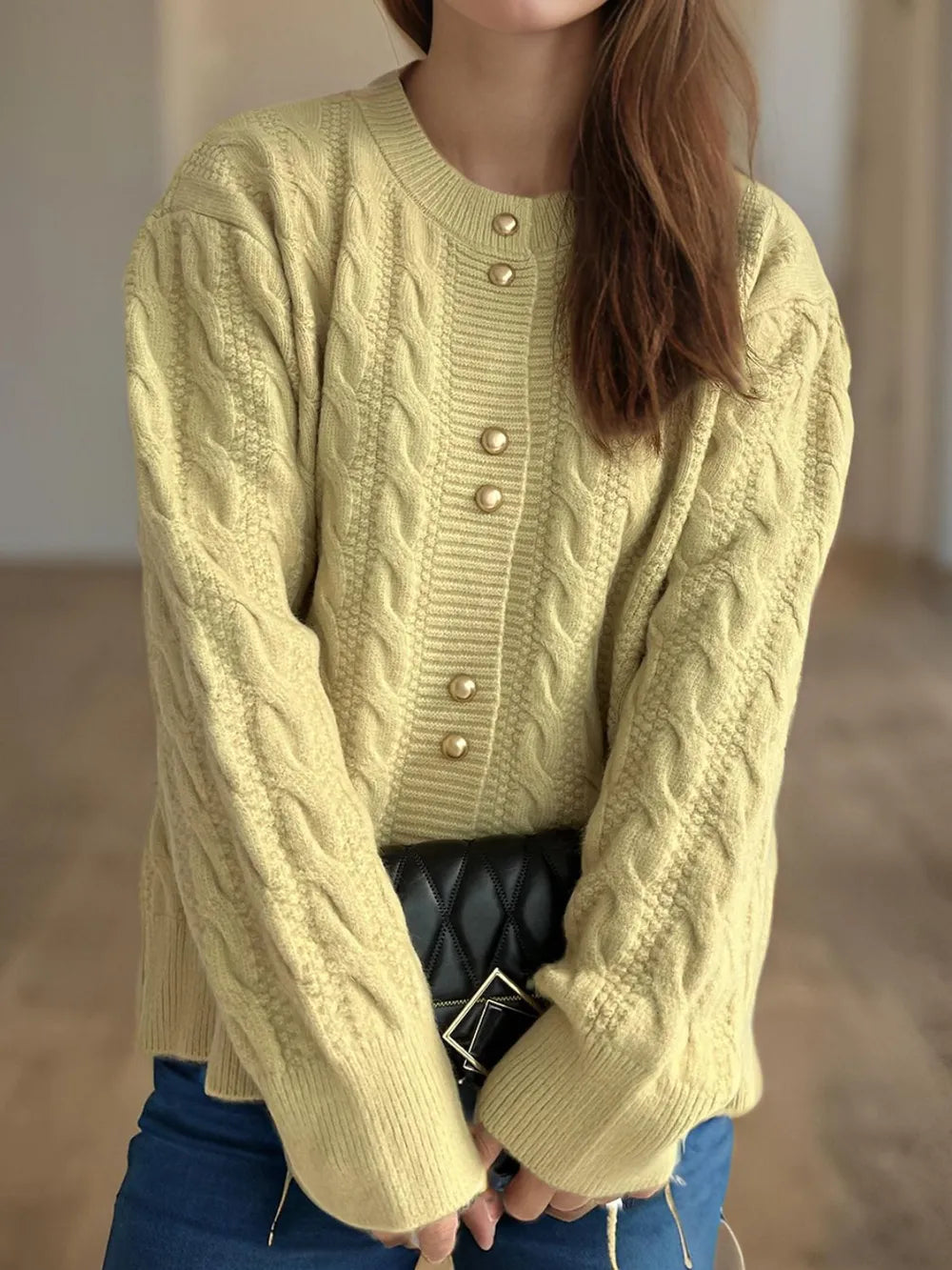 Soft Relaxed Fit Button Front Cardigan Sweater