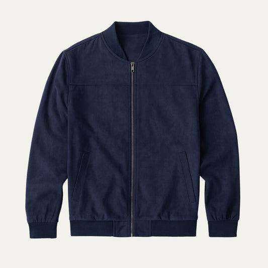 Men's Stylish Faux Suede Bomber Coat - OutfitLondon