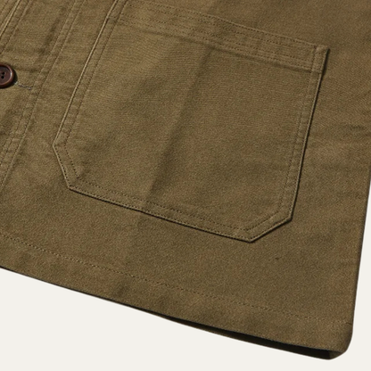 Durable Men's Cotton Work Jacket with Multiple Pockets