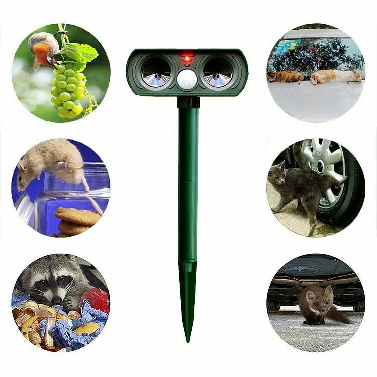 Solar Power Ultrasonic Animal Pest Repeller Infrared Sensor Waterproof Animal Deterrent