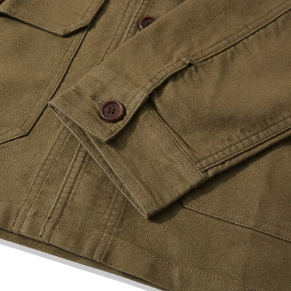 Durable Men's Cotton Work Jacket with Multiple Pockets