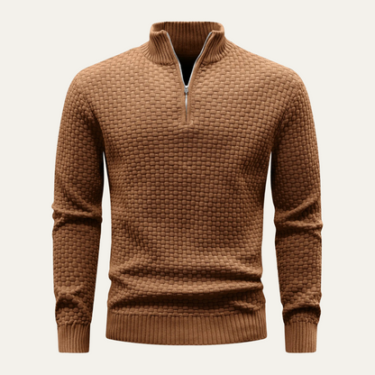 Warm Men's Half Zip Knitted Sweater - OutfitLondon