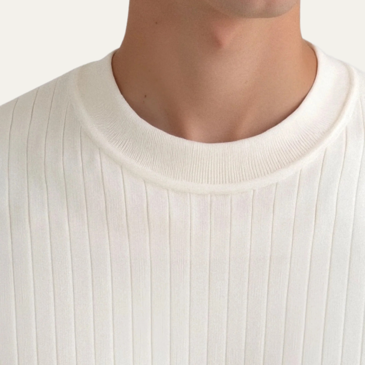 Classic Men's White Cable Knit Sweater