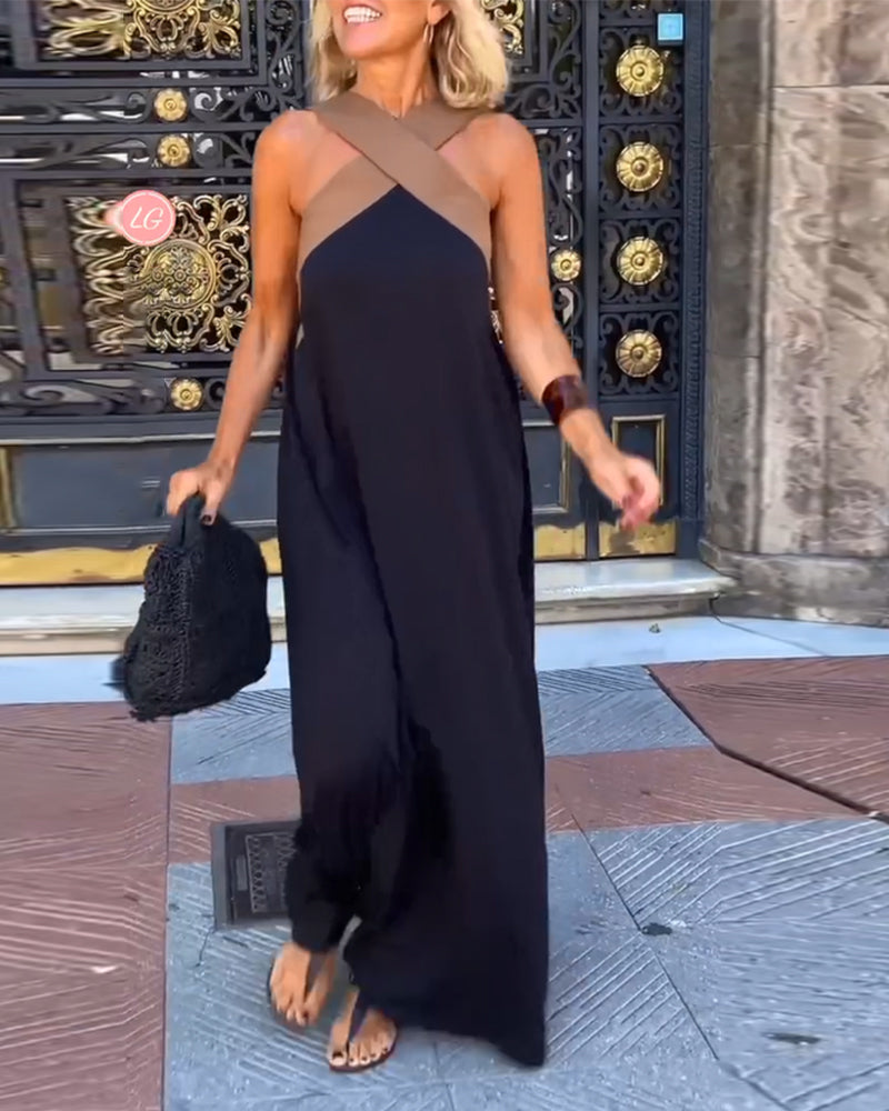 Stunning Long Cross Neck Evening Gown for Women