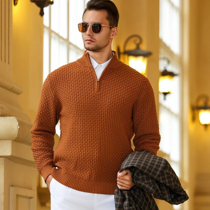 Warm Men's Half Zip Knitted Sweater