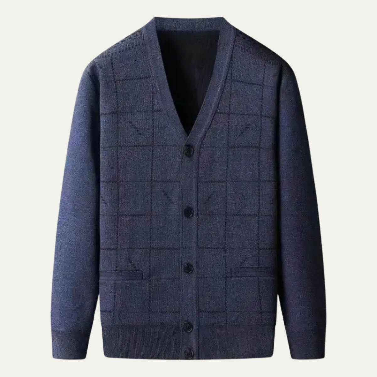 Men's Crew Neck Casual Knit Cardigan with Pockets