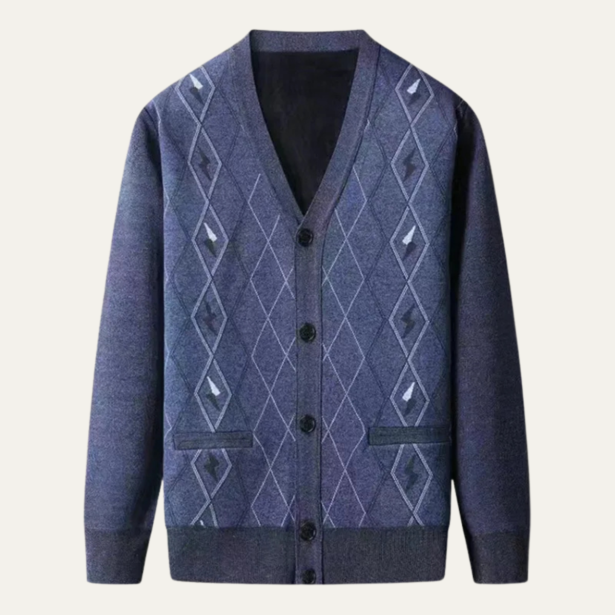 Men's Crew Neck Casual Knit Cardigan with Pockets - OutfitLondon