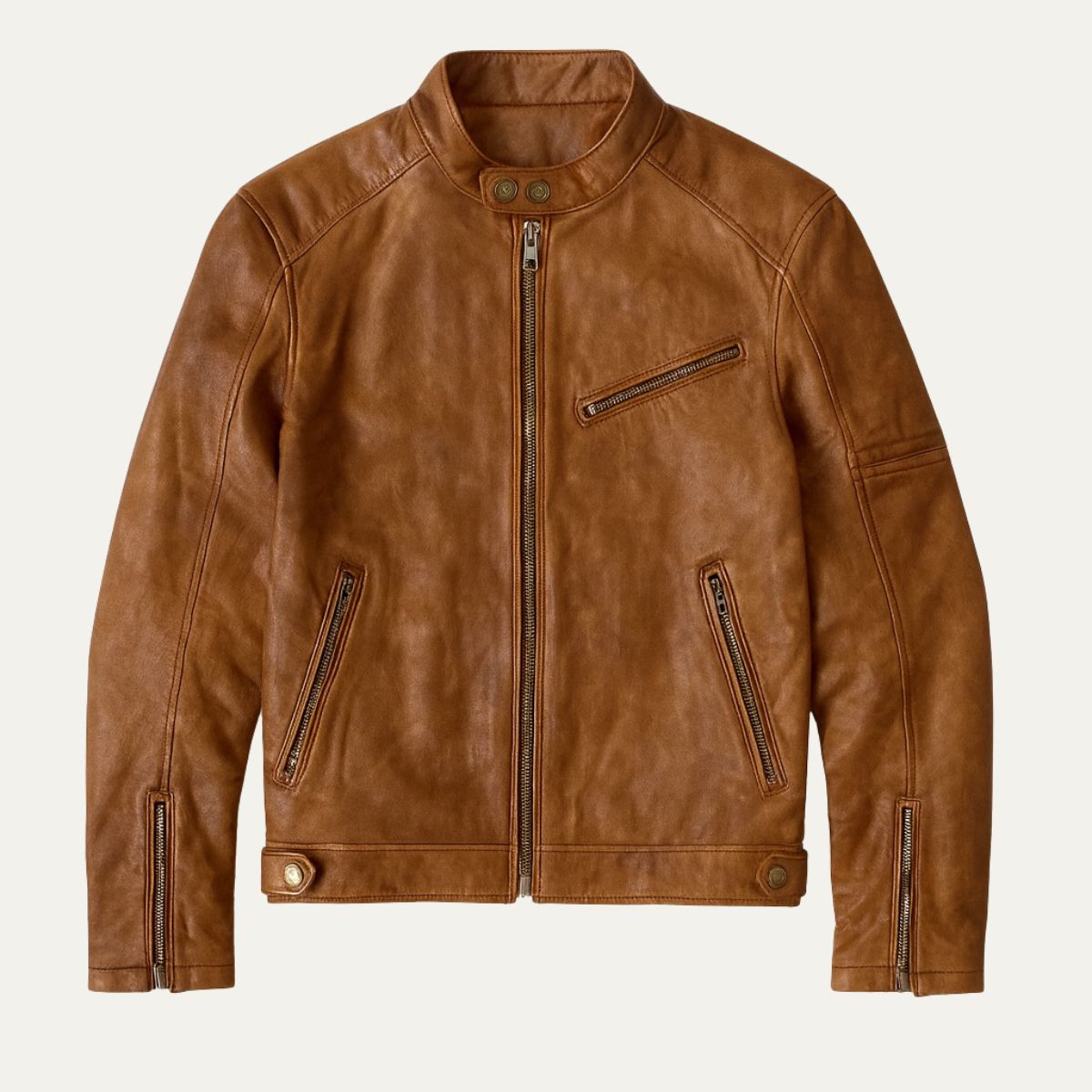 Vintage Leather Motorcycle Jacket - Men's Classic Biker Style - OutfitLondon