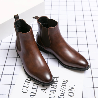 Stylish Men's Black Leather Ankle Boots