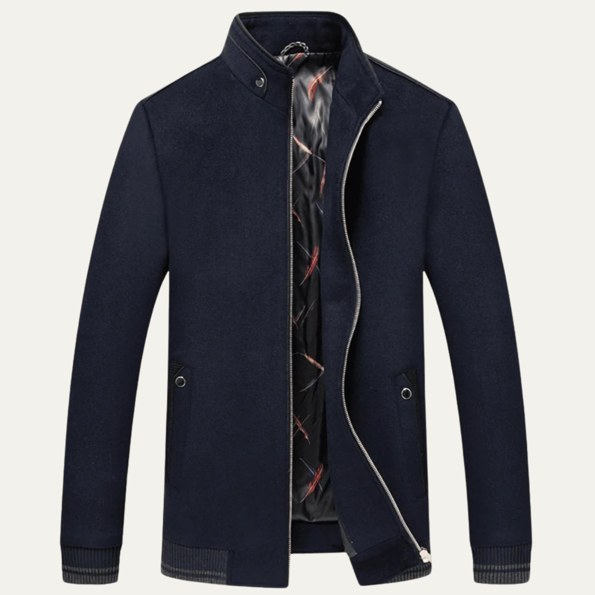 Classic Mens Wool Zip Up Coat