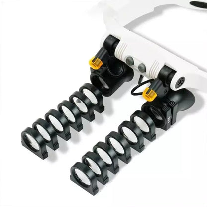 Headband Head Magnifier 8 Lens LED Light Jeweler Glasses